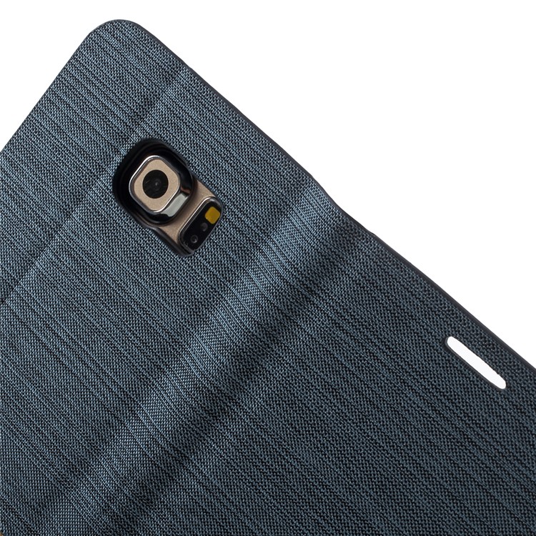 Two-color Line Texture Leather Cover Case for Samsung Galaxy S6 Edge G925 - Baby Blue-9