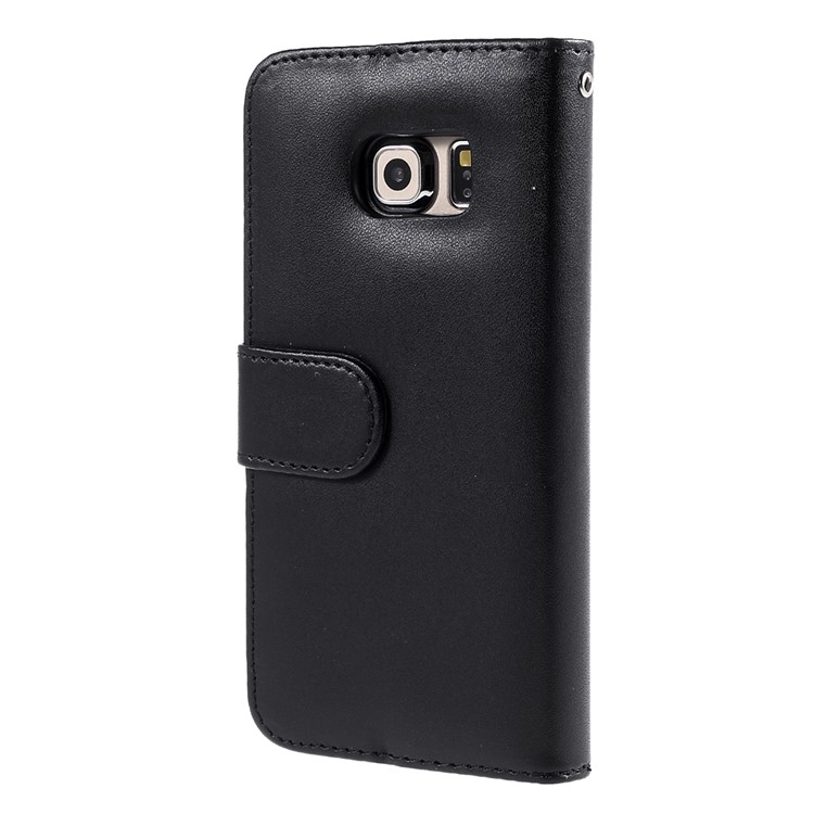 Magnetic Wallet Leather Case for Samsung Galaxy S6 edge G925 - Black-2