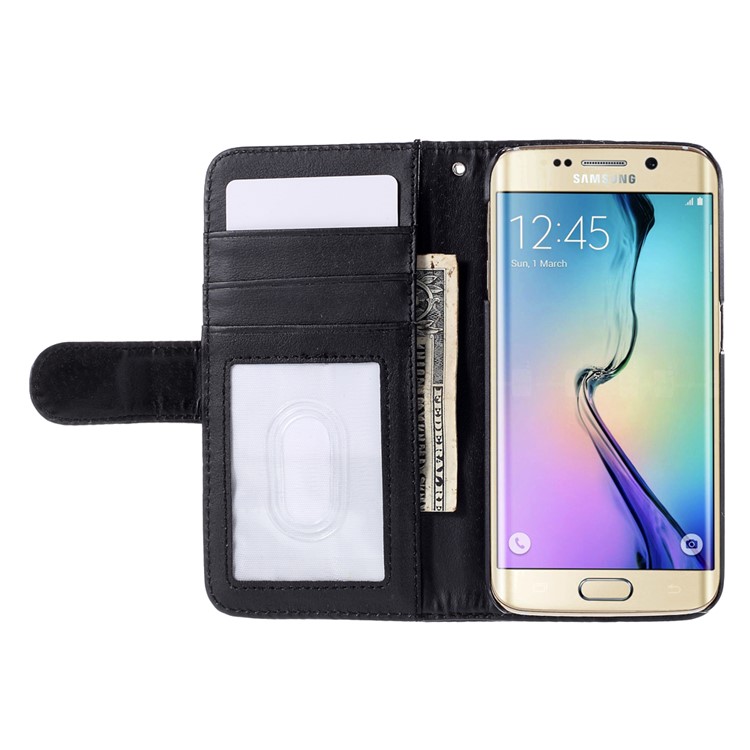 Magnetic Wallet Leather Case for Samsung Galaxy S6 edge G925 - Black-6