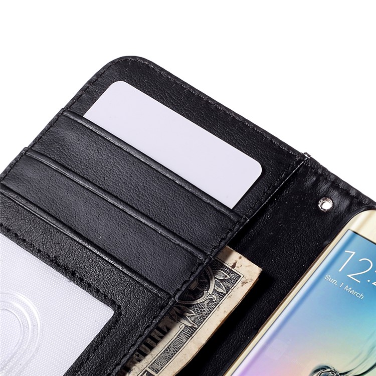 Magnetic Wallet Leather Case for Samsung Galaxy S6 edge G925 - Black-8