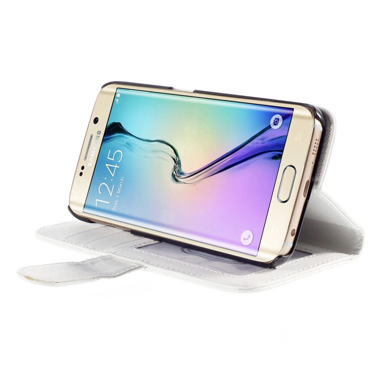 Leather Case with ID Credit Card Slots for Samsung Galaxy S6 edge G925 - White-4