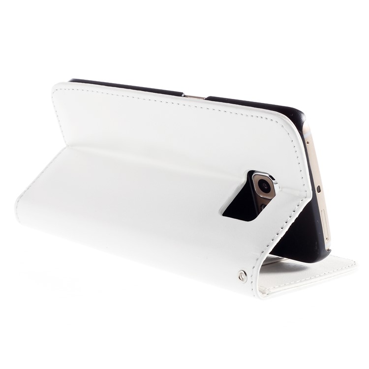 Leather Case with ID Credit Card Slots for Samsung Galaxy S6 edge G925 - White-5