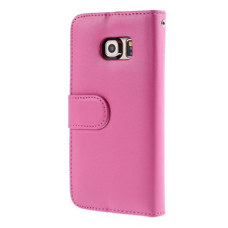 Leather Flip Stand Cover for Samsung Galaxy S6 edge G925 - Rose-2