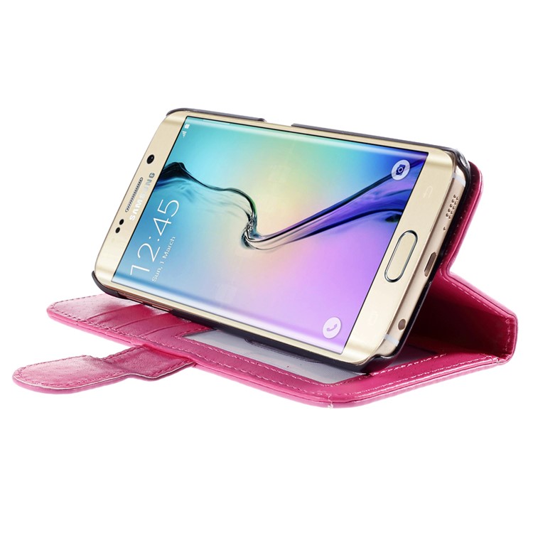 Leather Flip Stand Cover for Samsung Galaxy S6 edge G925 - Rose-4