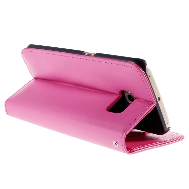 Leather Flip Stand Cover for Samsung Galaxy S6 edge G925 - Rose-5