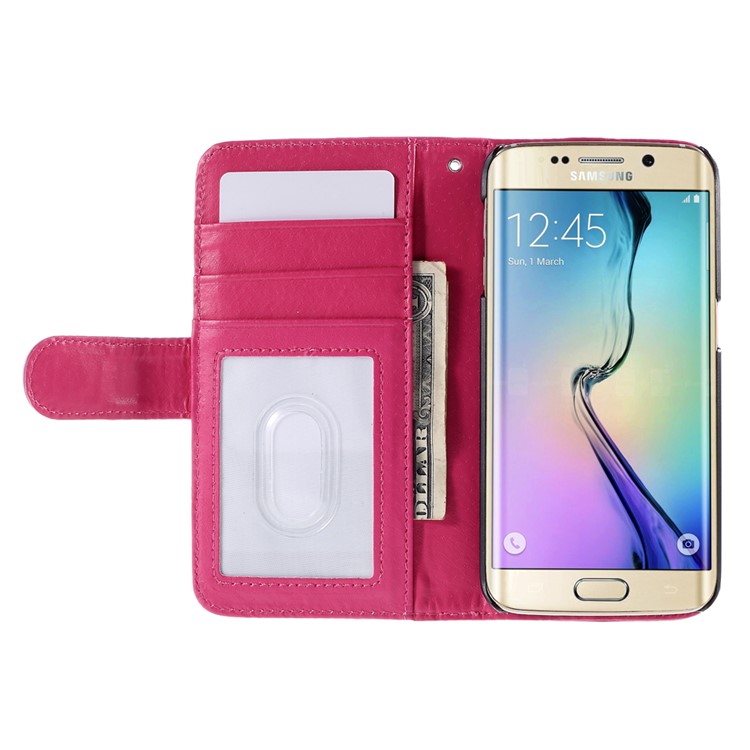 Leather Flip Stand Cover for Samsung Galaxy S6 edge G925 - Rose-6