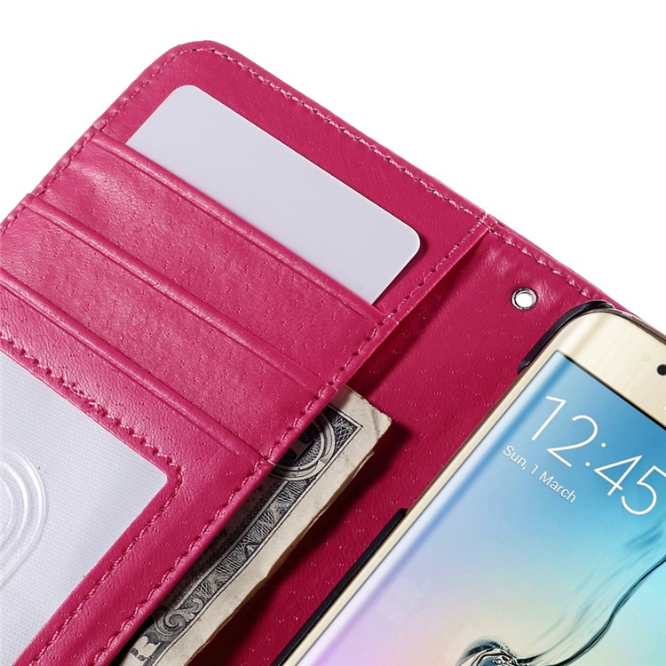 Leather Flip Stand Cover for Samsung Galaxy S6 edge G925 - Rose-8