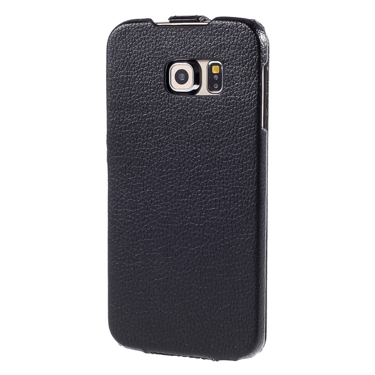 Litchi Texture Vertical Flip Leather Case for Samsung Galaxy S6 Edge G925 - Black-4