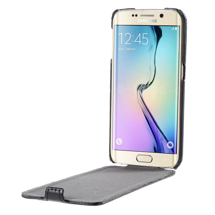 Litchi Texture Vertical Flip Leather Case for Samsung Galaxy S6 Edge G925 - Black-6