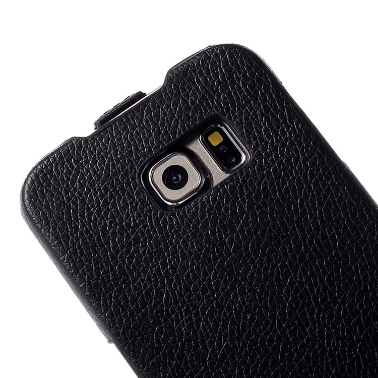 Litchi Texture Vertical Flip Leather Case for Samsung Galaxy S6 Edge G925 - Black-7