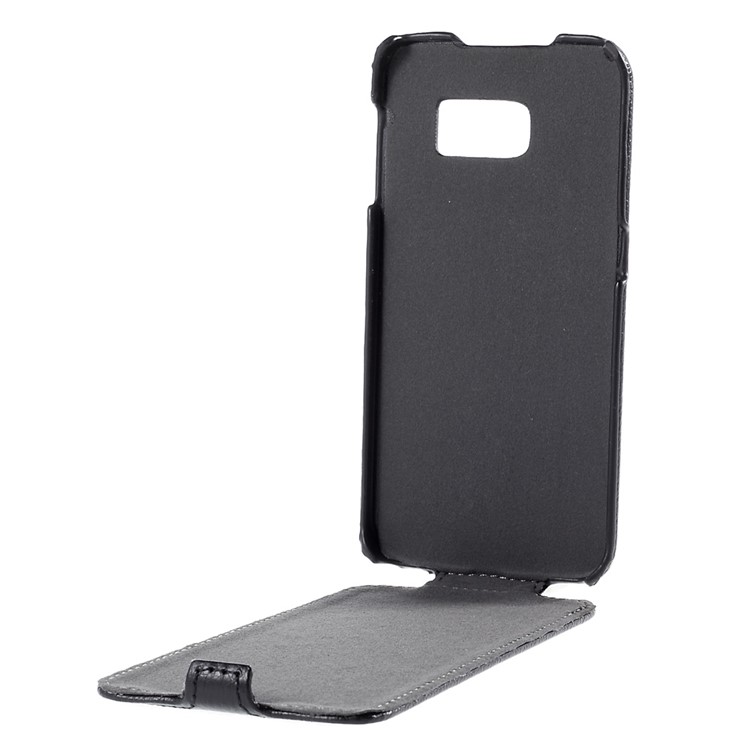 Litchi Texture Vertical Flip Leather Case for Samsung Galaxy S6 Edge G925 - Black-1