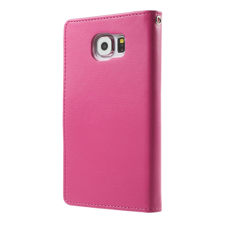 Mercury GOOSPERY Diary Card Slots Leather Case for Samsung Galaxy S6 G920 - Rose-5