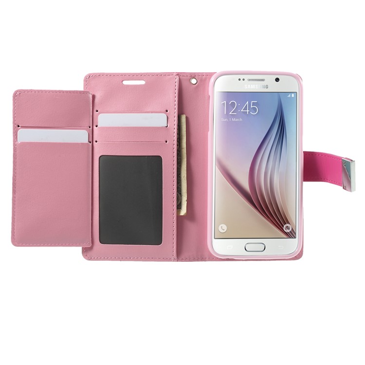 Mercury GOOSPERY Diary Card Slots Leather Case for Samsung Galaxy S6 G920 - Rose-7