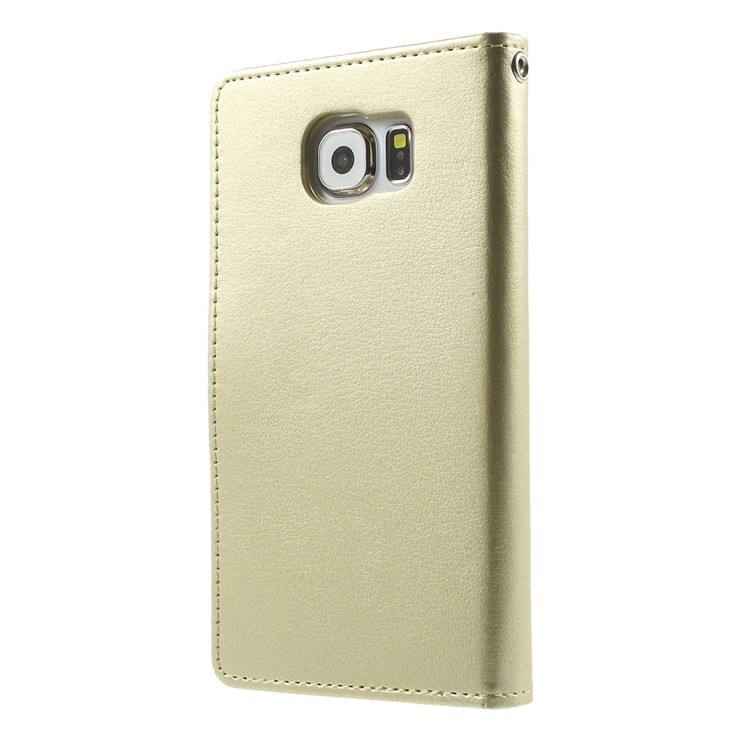 Mercury GOOSPERY Diary Card Slots Leather Cover for Samsung Galaxy S6 G920 - Champagne-2