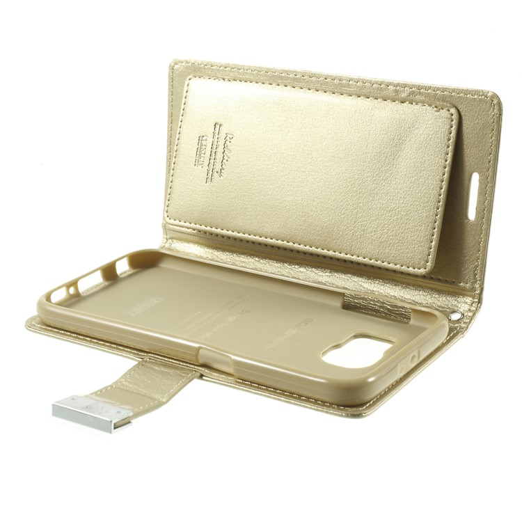 Mercury GOOSPERY Diary Card Slots Leather Cover for Samsung Galaxy S6 G920 - Champagne-9