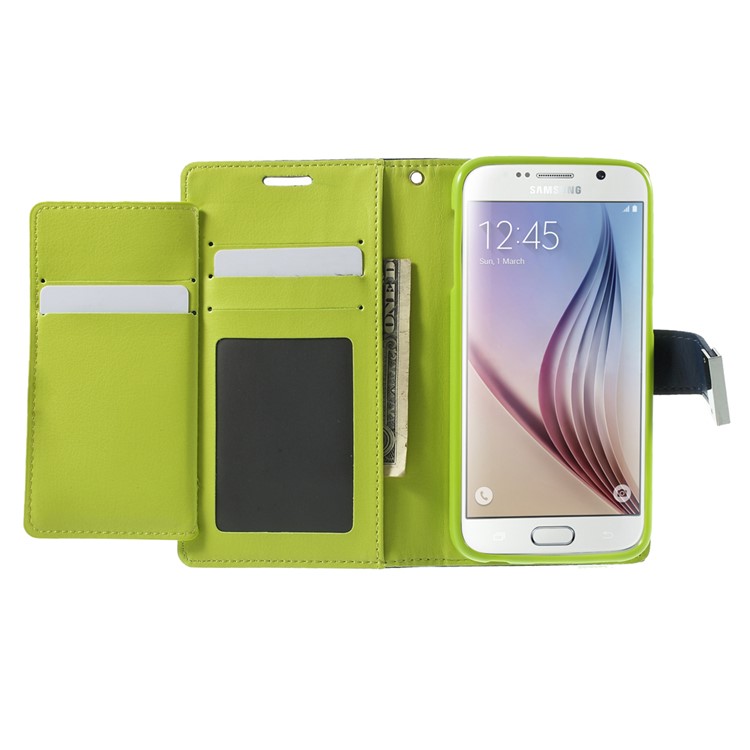 Mercury GOOSPERY Diary Card Slots Leather Case for Samsung Galaxy S6 G920 - Blue-4