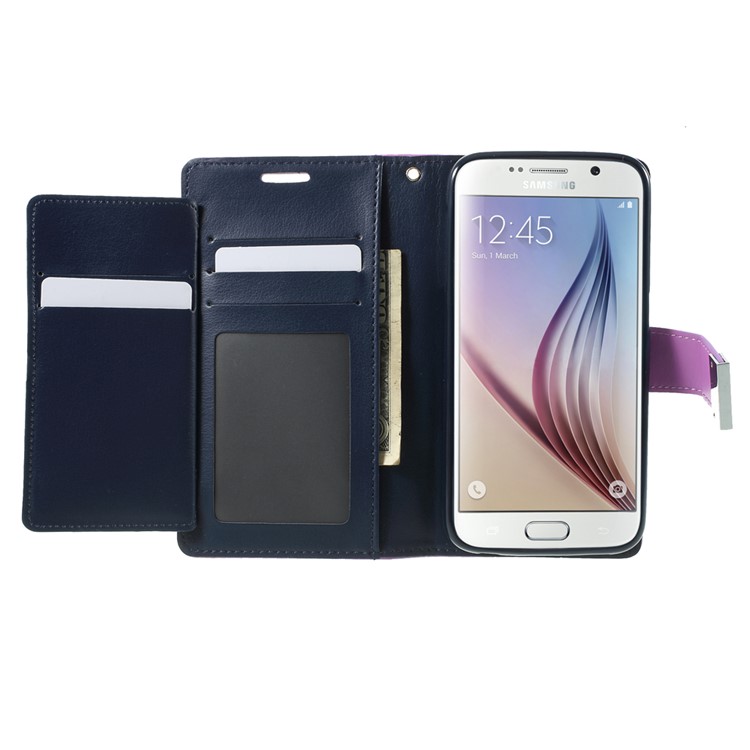 Mercury GOOSPERY Diary Card Slots Leather Case for Samsung Galaxy S6 G920 - Purple-1
