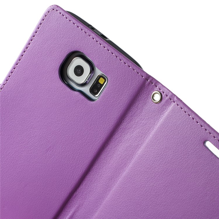 Mercury GOOSPERY Diary Card Slots Leather Case for Samsung Galaxy S6 G920 - Purple-3