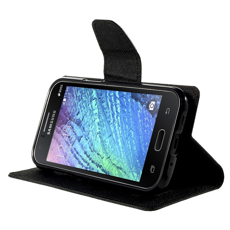 MERCURY Goospery Wallet Leather Case for Samsung Galaxy J1 / J1 4G with Stand - Black-10
