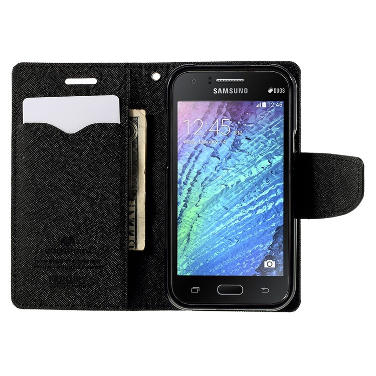 MERCURY Goospery Wallet Leather Case for Samsung Galaxy J1 / J1 4G with Stand - Black-1