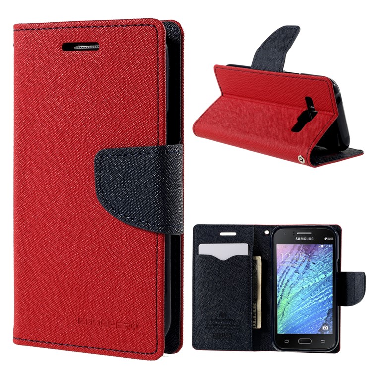 MERCURY Goospery Magnetic Leather Stand Case for Samsung Galaxy J1 / J1 4G - Red-5
