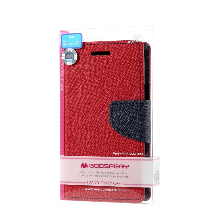 MERCURY Goospery Magnetic Leather Stand Case for Samsung Galaxy J1 / J1 4G - Red-4