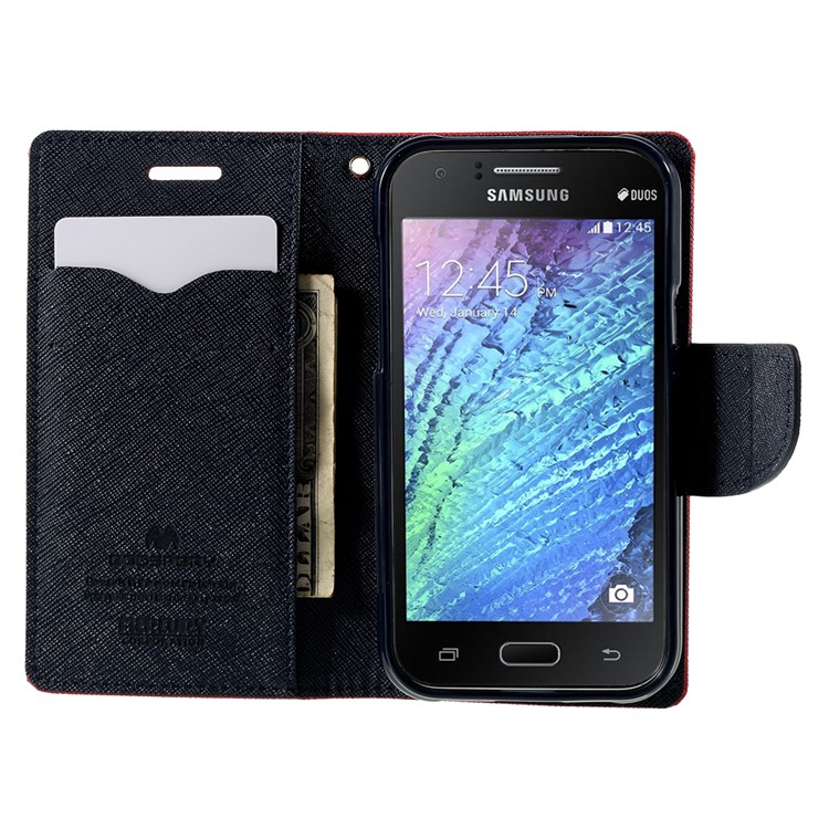 MERCURY Goospery Magnetic Leather Stand Case for Samsung Galaxy J1 / J1 4G - Red-10