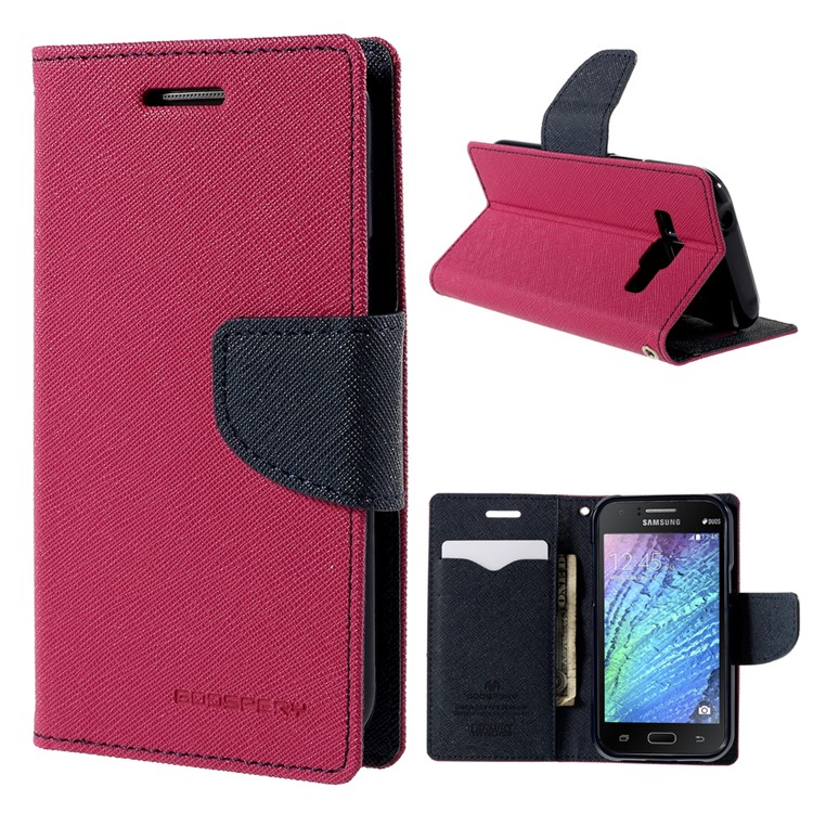 MERCURY Goospery Magnetic Leather Stand Cover for Samsung Galaxy J1 / J1 4G - Rose-1