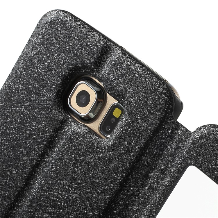 Silk Texture Dual Windows Leather Case for Samsung Galaxy S6 edge G925 - Black-6