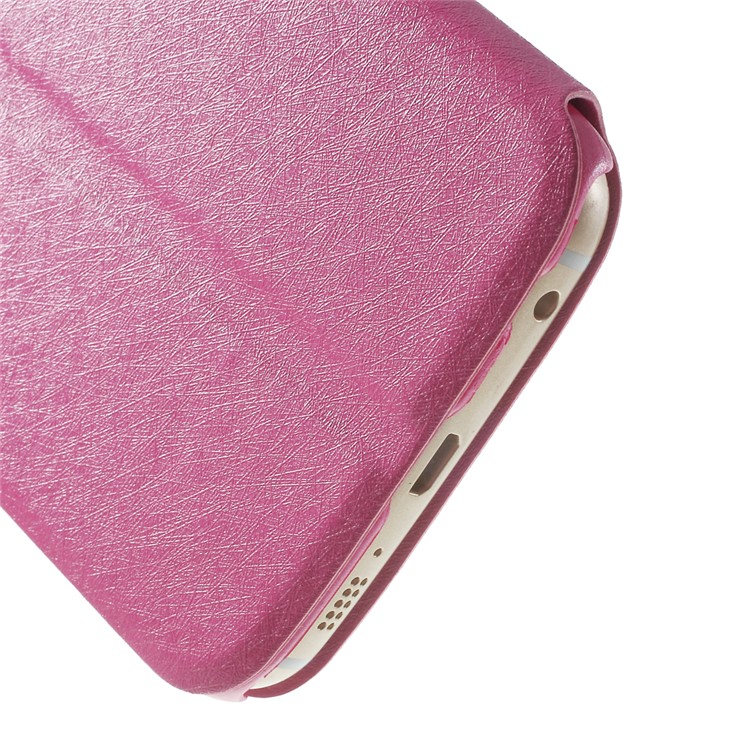 Silk Texture Leather Cover for Samsung Galaxy S6 edge G925 with Dual View Windows - Rose-8