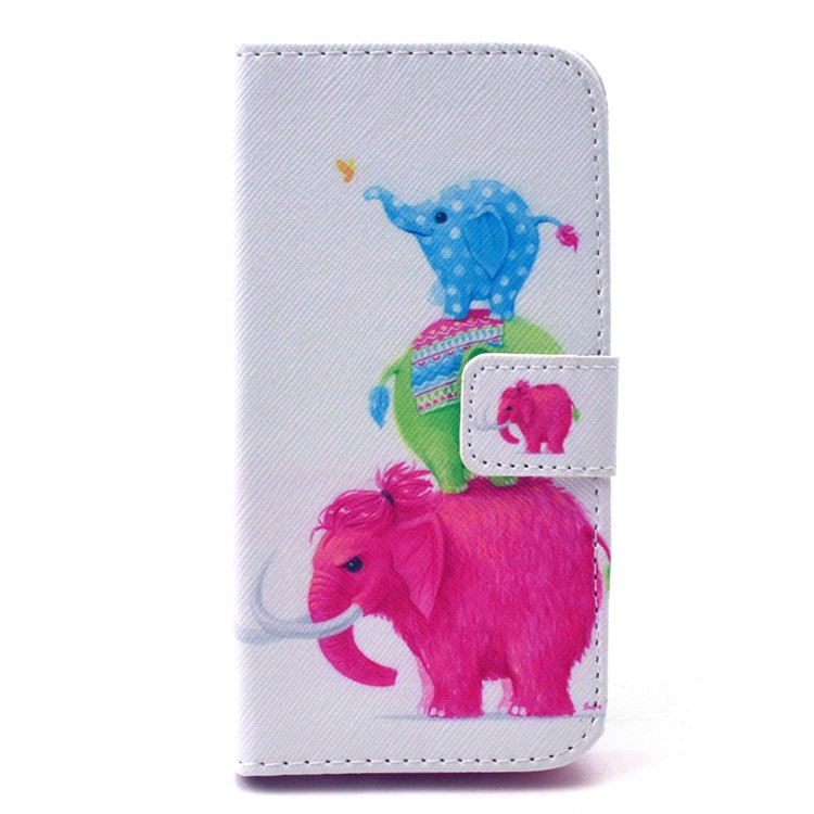 Three Colorized Elephants Magnetic Leather Stand Case for Samsung Galaxy S5 mini G800-1
