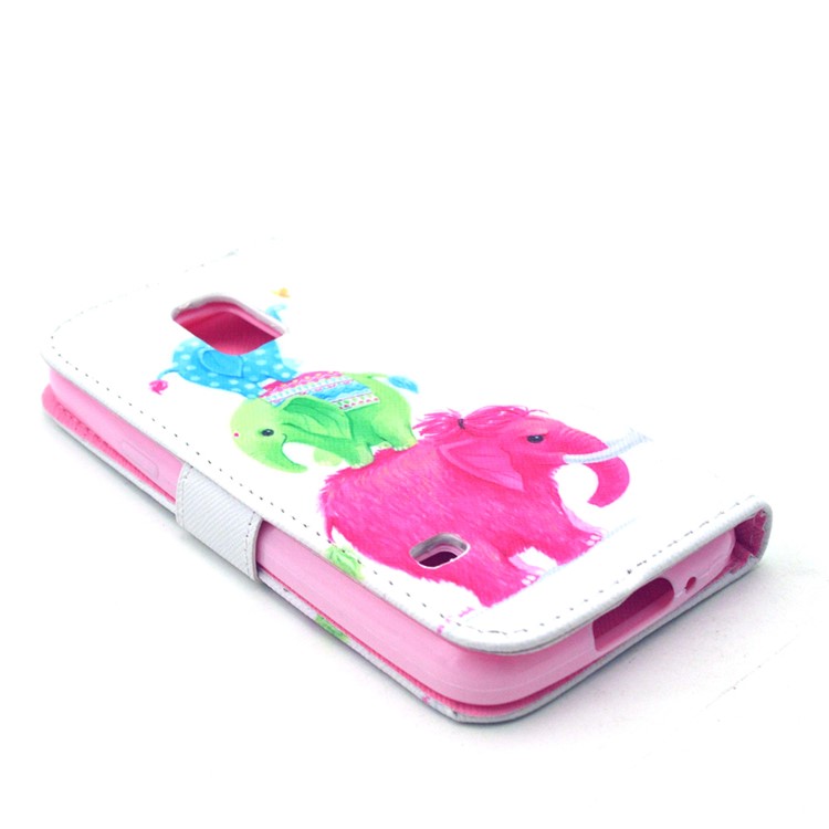 Three Colorized Elephants Magnetic Leather Stand Case for Samsung Galaxy S5 mini G800-4