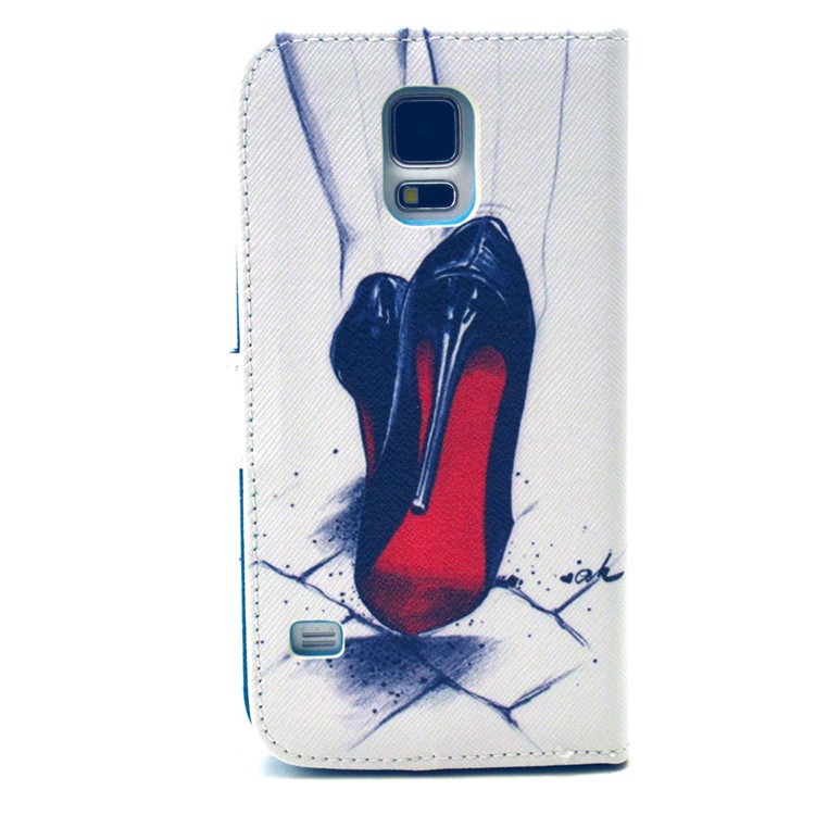 Red Bottom High Heeled Shoes Wallet Leather Cover Shell for Samsung Galaxy S5 G900 / S5 Neo-2