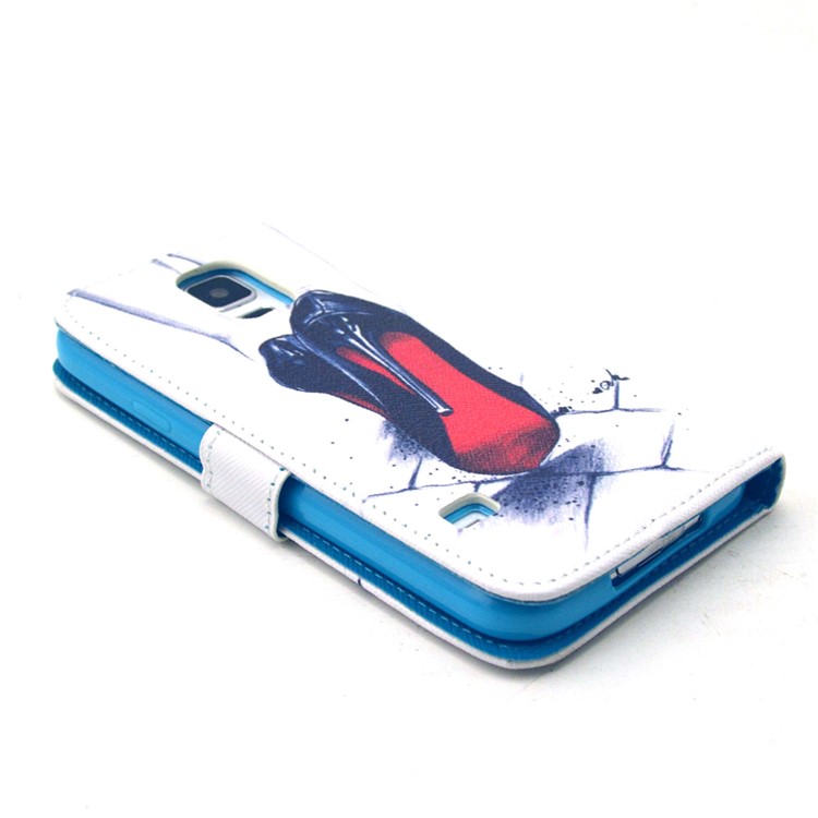 Red Bottom High Heeled Shoes Wallet Leather Cover Shell for Samsung Galaxy S5 G900 / S5 Neo-4