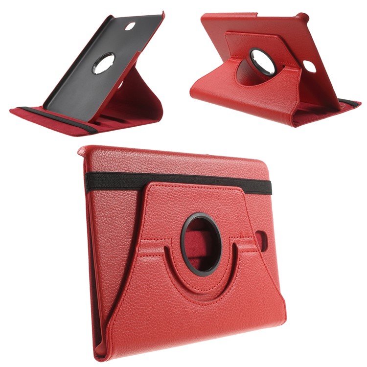 Lychee Grain Leather Case for Samsung Galaxy Tab A 8.0 T350 with 360 Degree Rotary Stand - Red-1