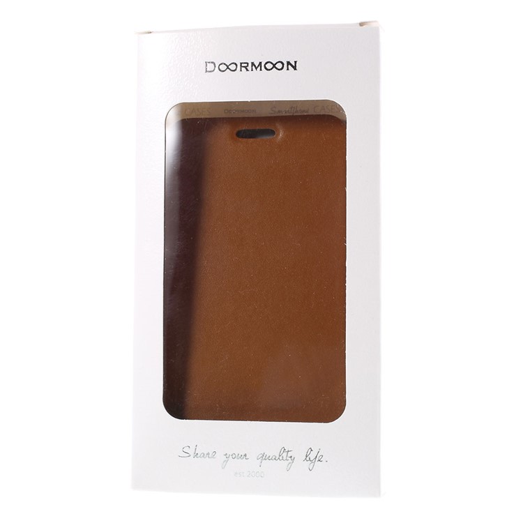DOORMOON Genuine Leather Flip Cover for Samsung Galaxy S6 edge G925 - Brown-11