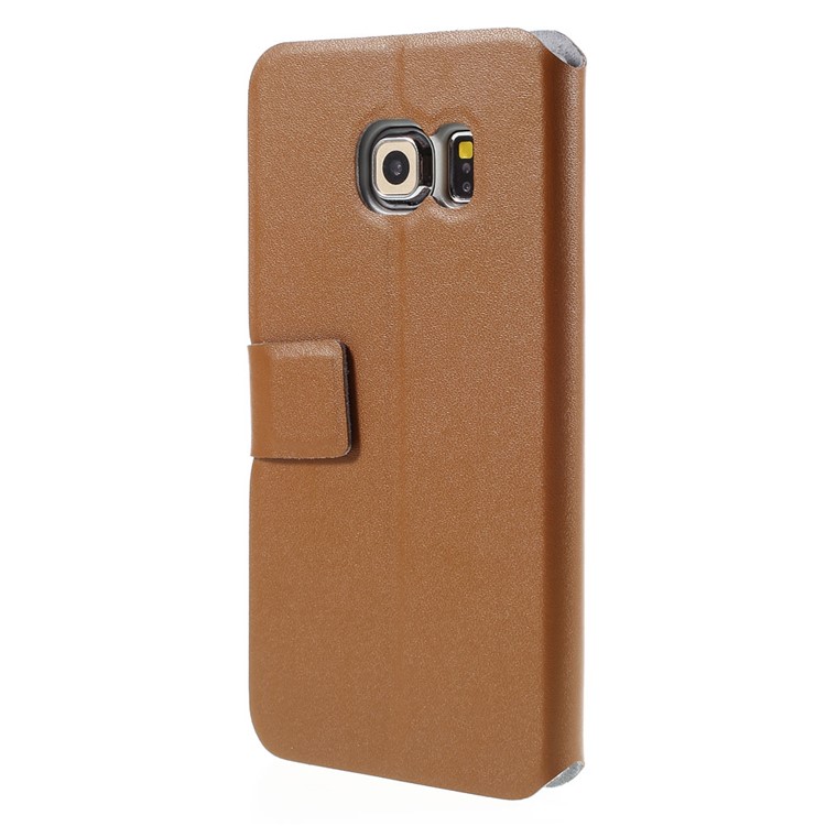 DOORMOON Genuine Leather Flip Cover for Samsung Galaxy S6 edge G925 - Brown-2