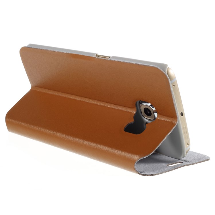 DOORMOON Genuine Leather Flip Cover for Samsung Galaxy S6 edge G925 - Brown-5