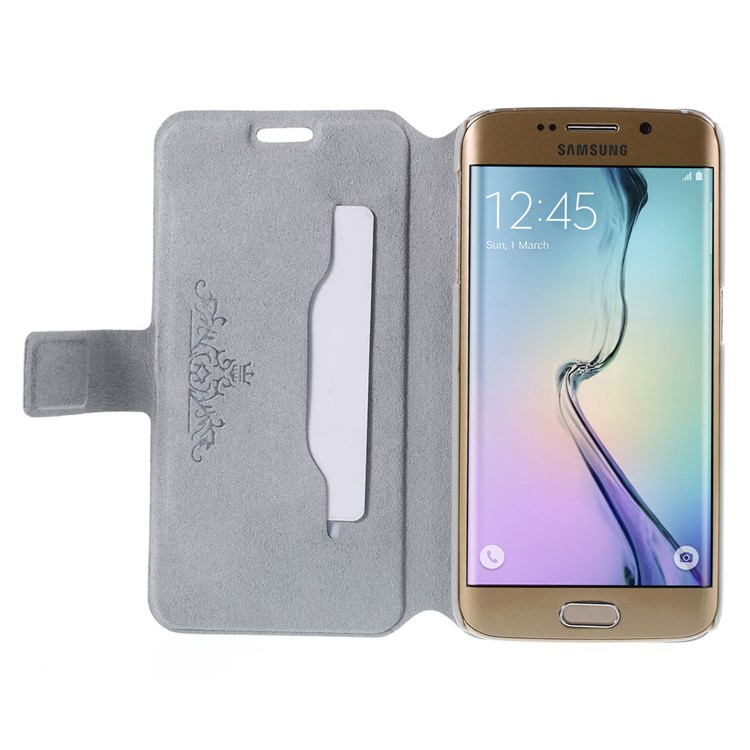 DOORMOON Genuine Leather Flip Cover for Samsung Galaxy S6 edge G925 - Brown-6