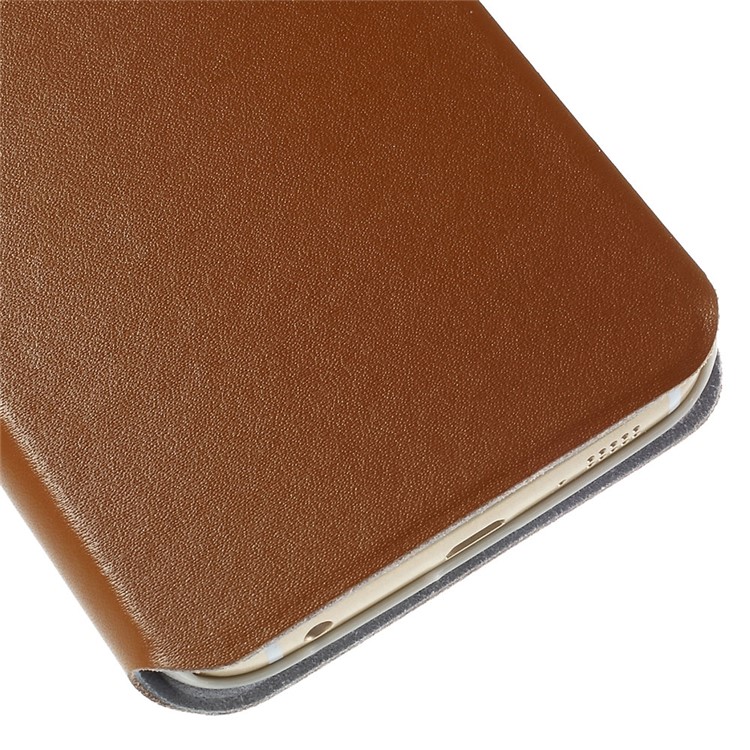 DOORMOON Genuine Leather Flip Cover for Samsung Galaxy S6 edge G925 - Brown-9