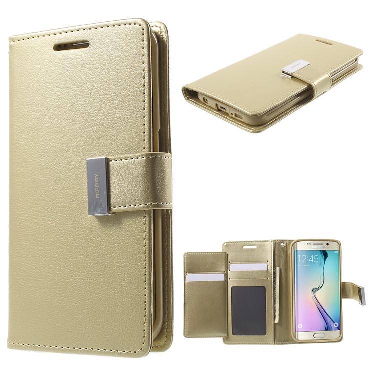 MERCURY GOOSPERY for Samsung Galaxy S6 Edge G925 Rich Diary Leather Cover - Champagne-1