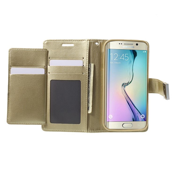 MERCURY GOOSPERY for Samsung Galaxy S6 Edge G925 Rich Diary Leather Cover - Champagne-4