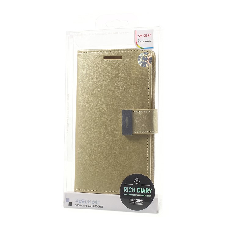 MERCURY GOOSPERY for Samsung Galaxy S6 Edge G925 Rich Diary Leather Cover - Champagne-9