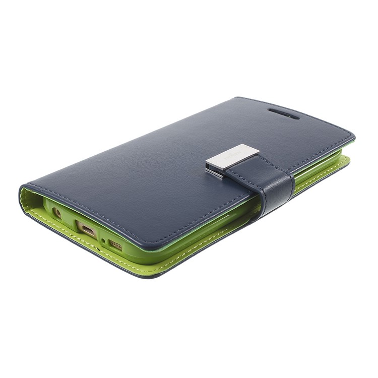 MERCURY GOOSPERY Rich Diary Leather Case for Samsung Galaxy S6 Edge G925 - Blue-3