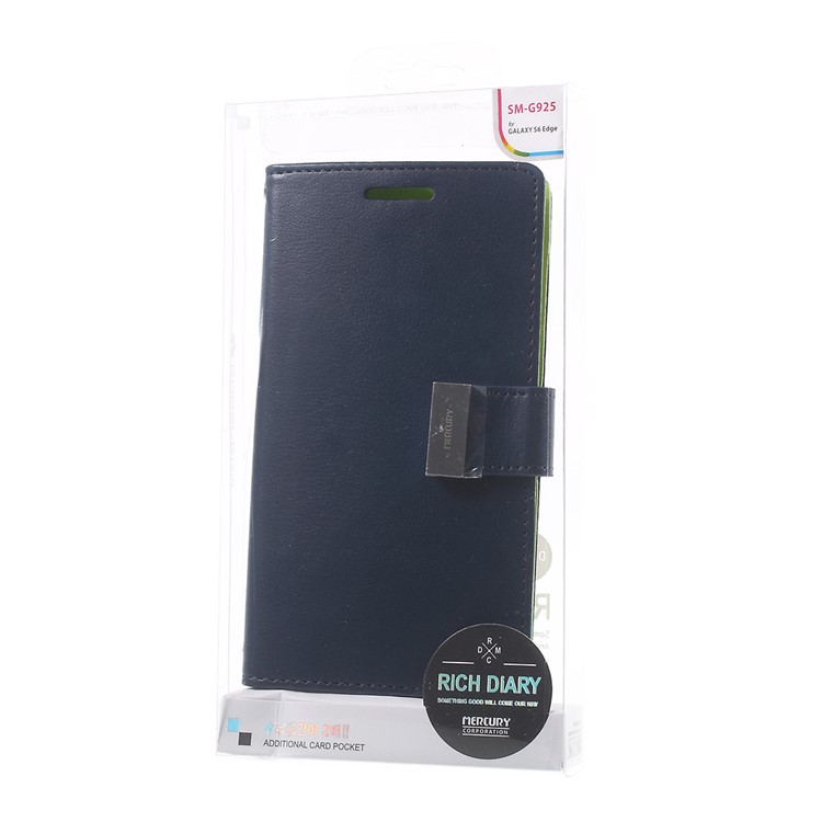 MERCURY GOOSPERY Rich Diary Leather Case for Samsung Galaxy S6 Edge G925 - Blue-9