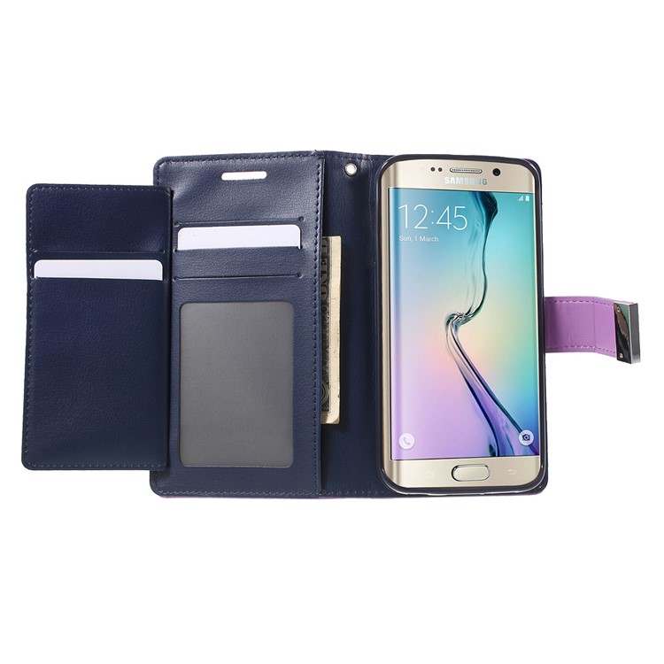 MERCURY GOOSPERY Rich Diary Leather Shell for Samsung Galaxy S6 Edge G925 - Purple-4