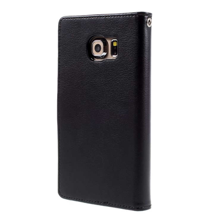 MERCURY GOOSPERY Rich Diary Leather Case for Samsung Galaxy S6 Edge G925 - Black-2