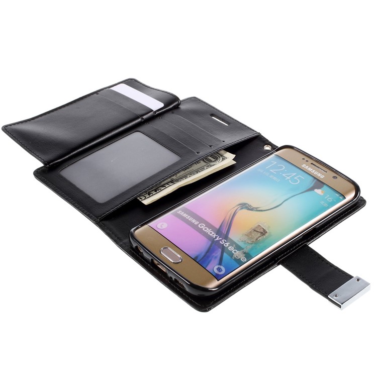 MERCURY GOOSPERY Rich Diary Leather Case for Samsung Galaxy S6 Edge G925 - Black-5