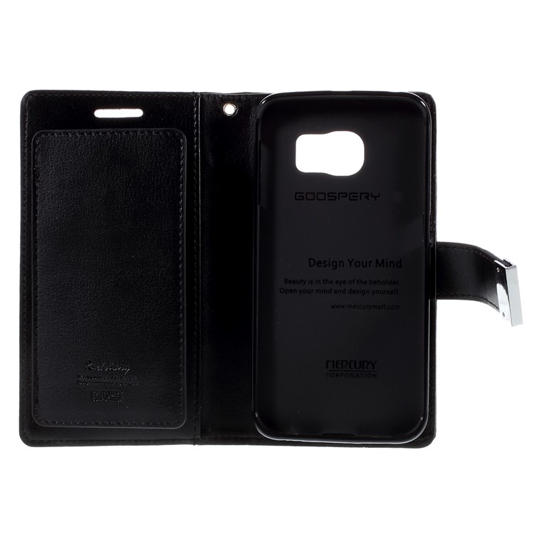 MERCURY GOOSPERY Rich Diary Leather Case for Samsung Galaxy S6 Edge G925 - Black-6
