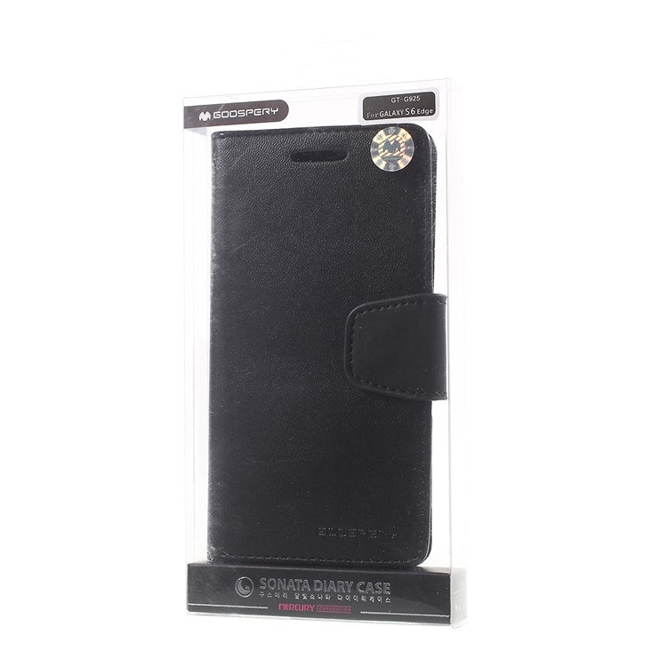 MERCURY GOOSPERY Wallet Leather Case for Samsung Galaxy S6 Edge G925 with Stand - Black-11